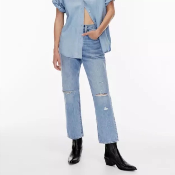 Denim Forum Denim - Aritzia Denim Forum Size 25 The Joni High Rise Loose 26L Distressed